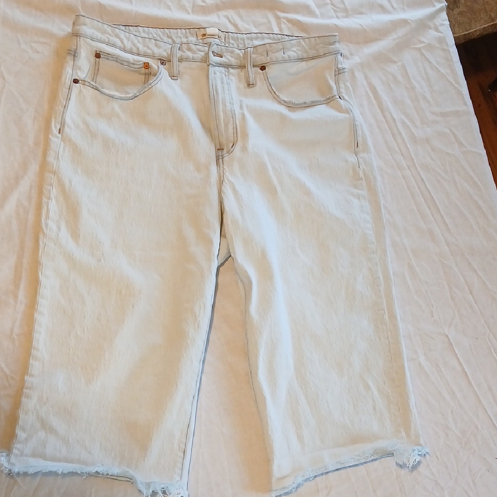 Guc Madewell Fair Trade Perfect Vintage Raw Hem Light Denim Jean Capris Size 16W